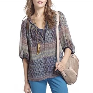 Anthropologie | Maeve Sheer Poppy Peasant Blouse